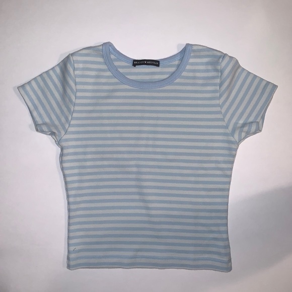 Brandy Melville Light Blue Striped Tee 